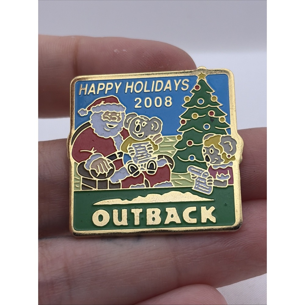 Outback Steakhouse 2008 Happy Holidays Koala Santa Claus Christmas Lapel Hat Pin